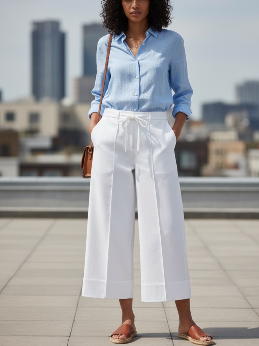 NWT On 34th cropped white high waisted pants 8